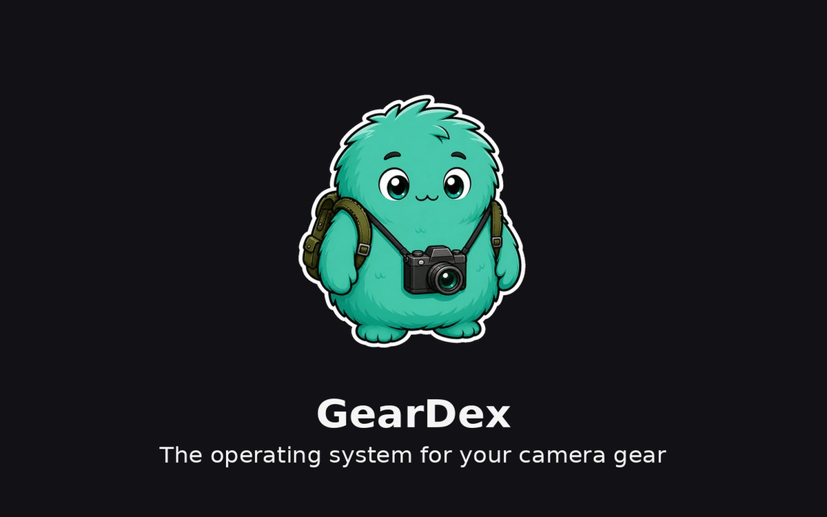 GearDex mascot above the tagline The operating system for your camera gear