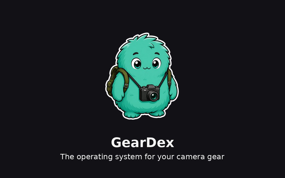 GearDex title card with the mascot, name, and tagline